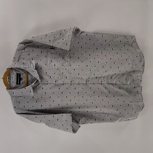 Molokai Surf Co Button Down Gray Shark Mens Short Sleeve Shirt